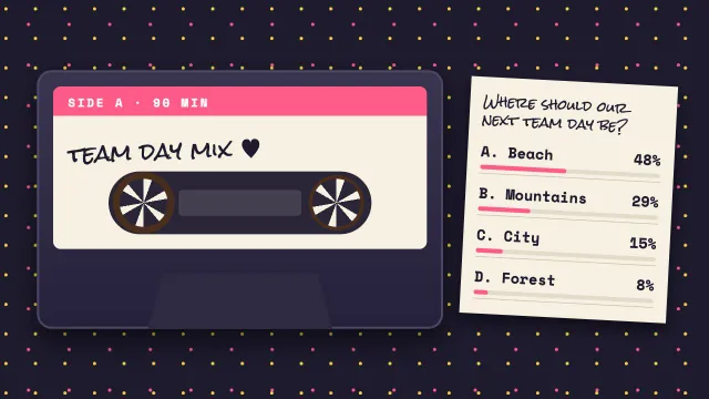 The same poll as a slide made from the prompt “A mixtape cassette with a handwritten label”