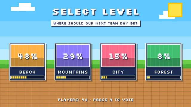 The same poll as a slide made from the prompt “A pixel-art level select screen”
