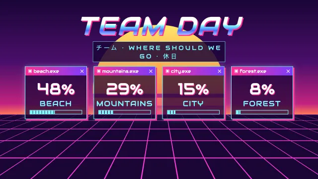 The same poll as a slide made from the prompt “Go full vaporwave”